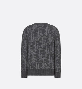 Kid's Sweater • Deep Gray and Gray Dior Oblique Wool and Cashmere-Blend Knit Jacquard