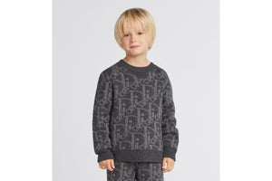 Kid's Sweater • Deep Gray and Gray Dior Oblique Wool and Cashmere-Blend Knit Jacquard
