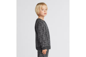 Kid's Sweater • Deep Gray and Gray Dior Oblique Wool and Cashmere-Blend Knit Jacquard