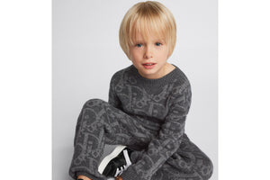 Kid's Sweater • Deep Gray and Gray Dior Oblique Wool and Cashmere-Blend Knit Jacquard
