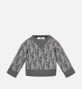 Baby Sweater • Deep Gray and Gray Dior Oblique Wool and Cashmere-Blend Knit Jacquard