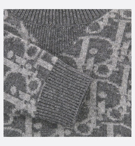 Baby Sweater • Deep Gray and Gray Dior Oblique Wool and Cashmere-Blend Knit Jacquard
