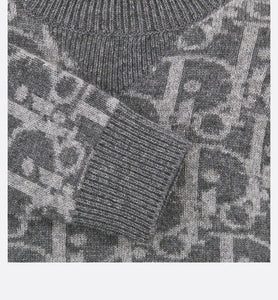 Baby Sweater • Deep Gray and Gray Dior Oblique Wool and Cashmere-Blend Knit Jacquard