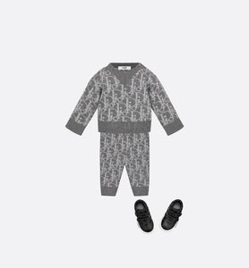 Baby Sweater • Deep Gray and Gray Dior Oblique Wool and Cashmere-Blend Knit Jacquard