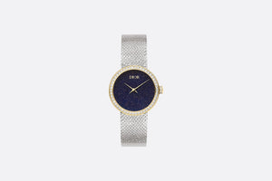 La D de Dior Satine • Ø 25 mm, Steel, Yellow Gold, Aventurine and Mother-of-Pearl