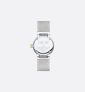 La D de Dior Satine • Ø 25 mm, Steel, Yellow Gold, Aventurine and Mother-of-Pearl