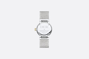 La D de Dior Satine • Ø 25 mm, Steel, Yellow Gold, Aventurine and Mother-of-Pearl