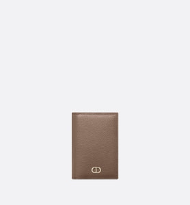 Bi-Fold Card Holder • Khaki Grained Calfskin with CD Icon Signature