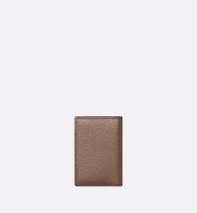 Bi-Fold Card Holder • Khaki Grained Calfskin with CD Icon Signature