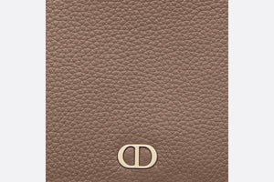 Bi-Fold Card Holder • Khaki Grained Calfskin with CD Icon Signature