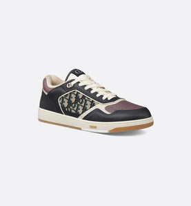 B27 Low-Top Sneaker • Deep Blue and Plum Smooth Calfskin with Beige and Black Dior Oblique Jacquard