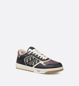 B27 Low-Top Sneaker • Deep Blue and Plum Smooth Calfskin with Beige and Black Dior Oblique Jacquard