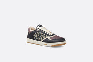 B27 Low-Top Sneaker • Deep Blue and Plum Smooth Calfskin with Beige and Black Dior Oblique Jacquard