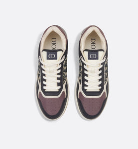 B27 Low-Top Sneaker • Deep Blue and Plum Smooth Calfskin with Beige and Black Dior Oblique Jacquard