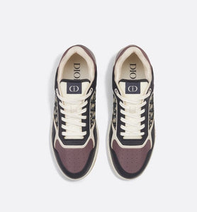 B27 Low-Top Sneaker • Deep Blue and Plum Smooth Calfskin with Beige and Black Dior Oblique Jacquard