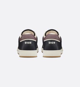 B27 Low-Top Sneaker • Deep Blue and Plum Smooth Calfskin with Beige and Black Dior Oblique Jacquard