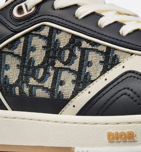 B27 Low-Top Sneaker • Deep Blue and Plum Smooth Calfskin with Beige and Black Dior Oblique Jacquard