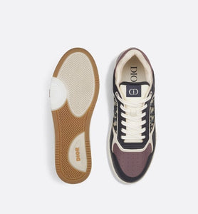 B27 Low-Top Sneaker • Deep Blue and Plum Smooth Calfskin with Beige and Black Dior Oblique Jacquard
