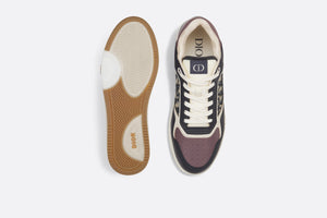 B27 Low-Top Sneaker • Deep Blue and Plum Smooth Calfskin with Beige and Black Dior Oblique Jacquard