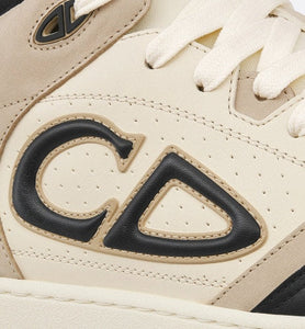 B57 Mid-Top Sneaker • Black and Cream Smooth Calfskin and Beige Suede