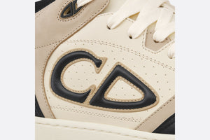 B57 Mid-Top Sneaker • Black and Cream Smooth Calfskin and Beige Suede