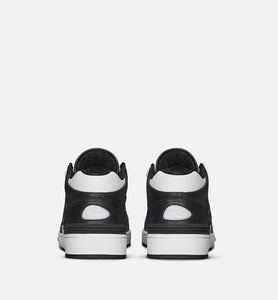 B57 Mid-Top Sneaker • Black and White Smooth Calfskin with Beige and Black Dior Oblique Jacquard