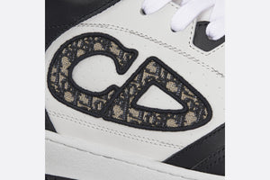 B57 Mid-Top Sneaker • Black and White Smooth Calfskin with Beige and Black Dior Oblique Jacquard