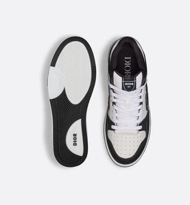 B57 Mid-Top Sneaker • Black and White Smooth Calfskin with Beige and Black Dior Oblique Jacquard