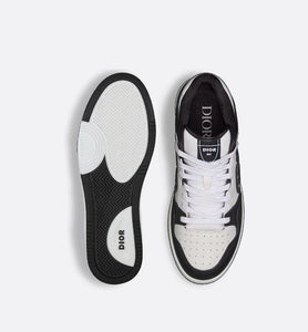 B57 Mid-Top Sneaker • Black and White Smooth Calfskin with Beige and Black Dior Oblique Jacquard