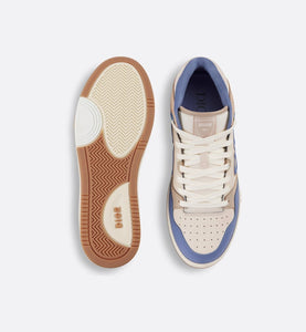 B57 Mid-Top Sneaker • Blue and Cream Smooth Calfskin and Beige Suede