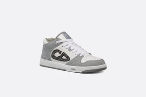 B57 Mid-Top Sneaker • Gray and White Smooth Calfskin with Beige and Black Dior Oblique Jacquard