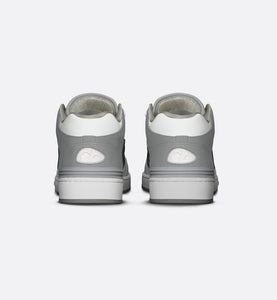 B57 Mid-Top Sneaker • Gray and White Smooth Calfskin with Beige and Black Dior Oblique Jacquard