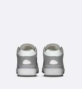 B57 Mid-Top Sneaker • Gray and White Smooth Calfskin with Beige and Black Dior Oblique Jacquard