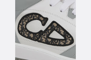 B57 Mid-Top Sneaker • Gray and White Smooth Calfskin with Beige and Black Dior Oblique Jacquard