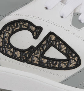 B57 Mid-Top Sneaker • Gray and White Smooth Calfskin with Beige and Black Dior Oblique Jacquard
