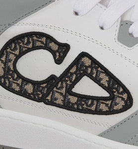 B57 Mid-Top Sneaker • Gray and White Smooth Calfskin with Beige and Black Dior Oblique Jacquard