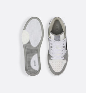 B57 Mid-Top Sneaker • Gray and White Smooth Calfskin with Beige and Black Dior Oblique Jacquard