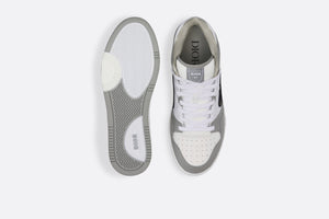 B57 Mid-Top Sneaker • Gray and White Smooth Calfskin with Beige and Black Dior Oblique Jacquard