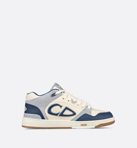 B57 Mid-Top Sneaker • Navy Blue and Cream Smooth Calfskin with Gray Suede