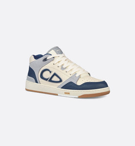 B57 Mid-Top Sneaker • Navy Blue and Cream Smooth Calfskin with Gray Suede