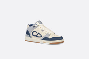 B57 Mid-Top Sneaker • Navy Blue and Cream Smooth Calfskin with Gray Suede