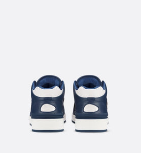 B57 Mid-Top Sneaker • Navy Blue and White Smooth Calfskin with Beige and Black Dior Oblique Jacquard