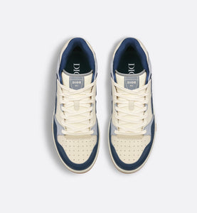 B57 Mid-Top Sneaker • Navy Blue and Cream Smooth Calfskin with Gray Suede