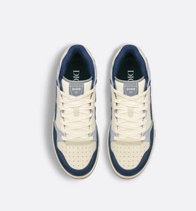 B57 Mid-Top Sneaker • Navy Blue and Cream Smooth Calfskin with Gray Suede