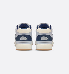 B57 Mid-Top Sneaker • Navy Blue and Cream Smooth Calfskin with Gray Suede