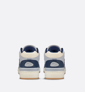 B57 Mid-Top Sneaker • Navy Blue and Cream Smooth Calfskin with Gray Suede