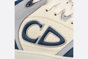 B57 Mid-Top Sneaker • Navy Blue and Cream Smooth Calfskin with Gray Suede