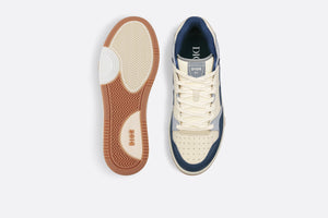 B57 Mid-Top Sneaker • Navy Blue and Cream Smooth Calfskin with Gray Suede