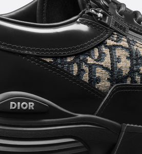 Dior Combat Derby Shoe • Black Polished Calfskin with Beige and Black Dior Oblique Jacquard