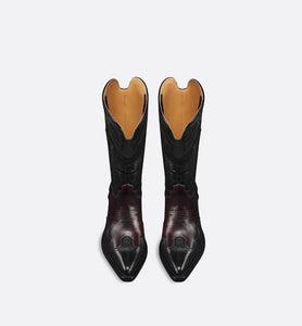Dior West Heeled Boot • Black and Amaranth Calfskin